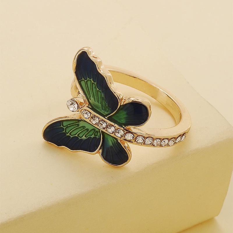 European & American Fashion Jewelry: New Rhinestone Enamel Butterfly Ring