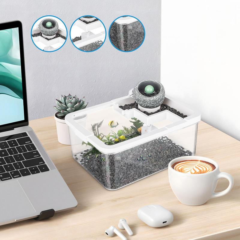 Beta Fish Aquariums Landscape Tank For Turtles Desktop Hydroponic Aquariums With USB Pump & Light For Bedroom Desktop Jellyfish