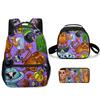 Popolare Novità Cartone Animato Cool tungtungtung Stampa 3D Set da 3 Pezzi Zaini Scolastici per Studenti Zaino per Laptop Borsa a Tracolla Borsa Pranzo Astuccio