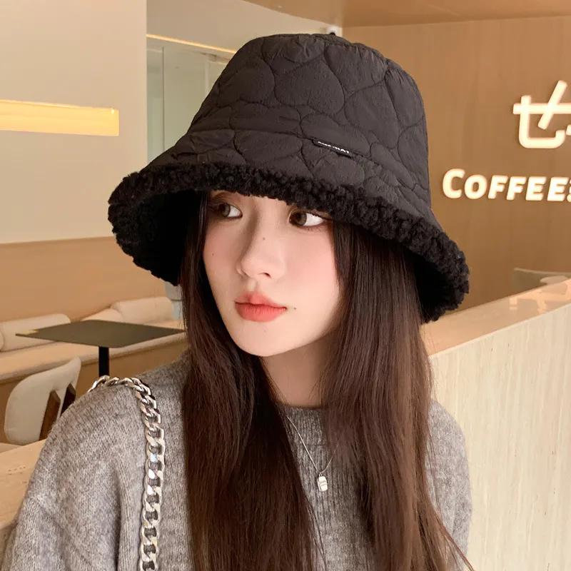 WTEMPO Double-sided Lamb Wool Bucket Hats Women's Autumn Winter Solid Color Warm Plusbh Elvet Basin Hats