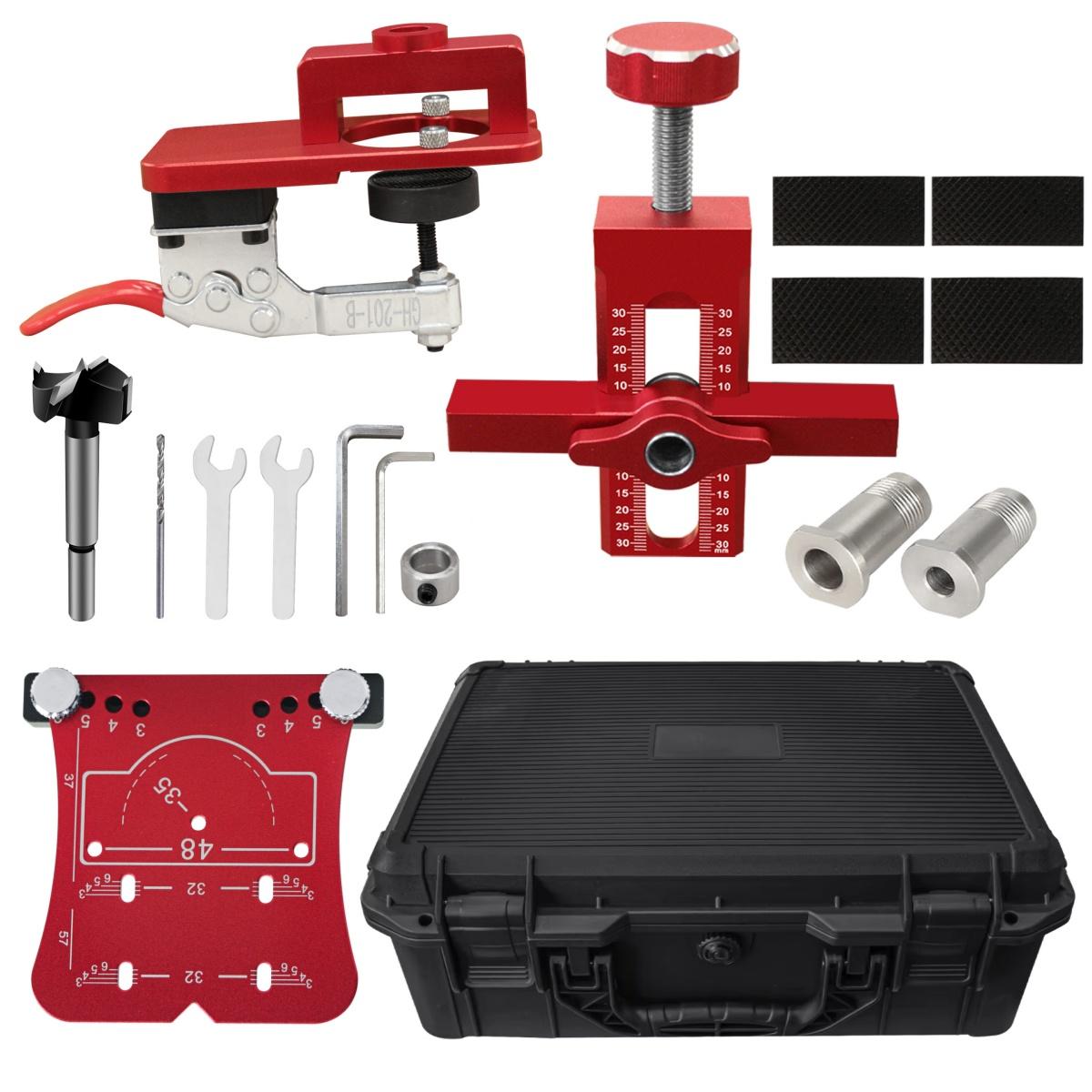 3 шт. Комплект для точной установки петель дверцы шкафа с водонепроницаемым ящиком, Алюминиевый позиционер дверцы шкафа и Направляющая для сверления петель шкафа