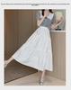 Witte Hoge Taille Slim Midi Rok - Koreaanse Stijl, Zoet & Elegant