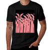 Pink Poetic Flamingo Dance Tshirt Daily Wear Plain Short Sleeve Shirt