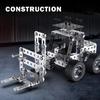 3D Metal Assembly Engineering Vehicle Toy Creative Model Simulation Forklift Dump Truck Screw Nut Building Block Gift for Boys