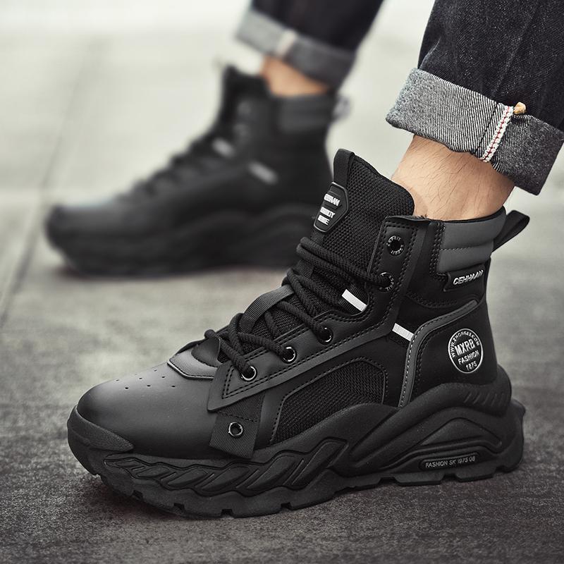 Men's Shoes 2025 Winter New Platform Leisure Sports Martin Boots Outdoor Mountaineering Leather Surface Versatile Tooling Labor Insurance Shoes