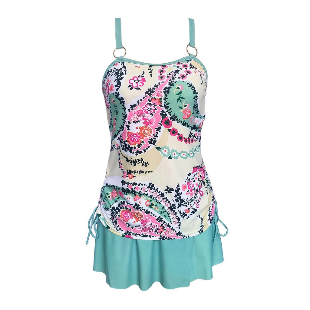 Dámské sexy plavky s podvazkem a dvoudílným potiskem plavek