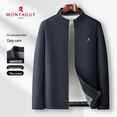 MONTAGUT Men's Easy Care Stand Collar Business Jacket