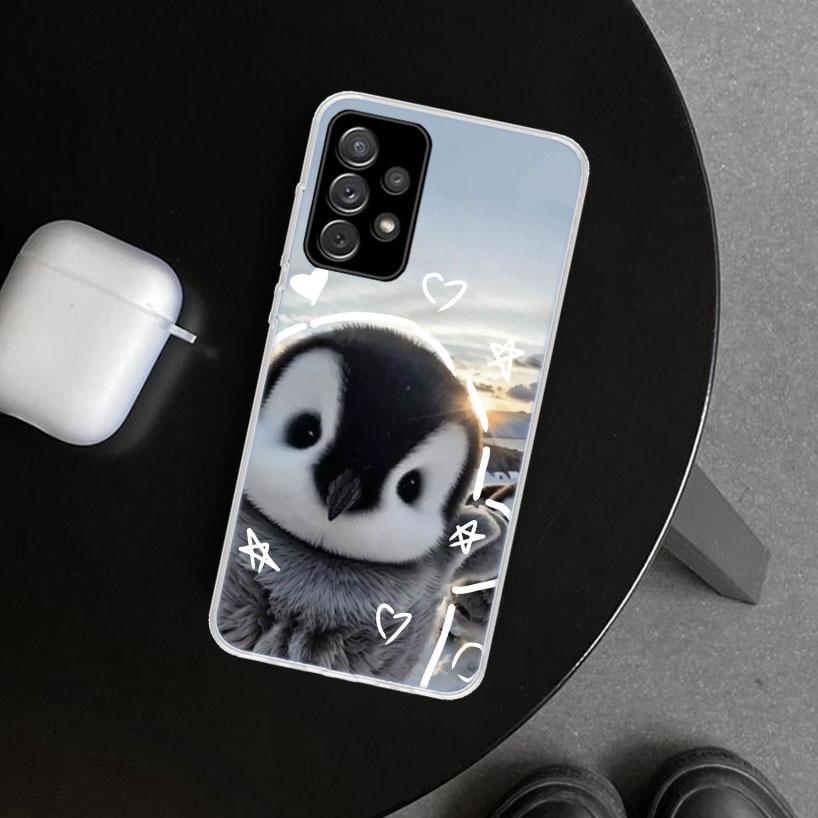 Penguins Love At The North Pole Phone Case Cover for Samsung Galaxy A12 A22 A32 A52 A72 A02S A51 A50S A31 A20S A10S Note 20 Ultr