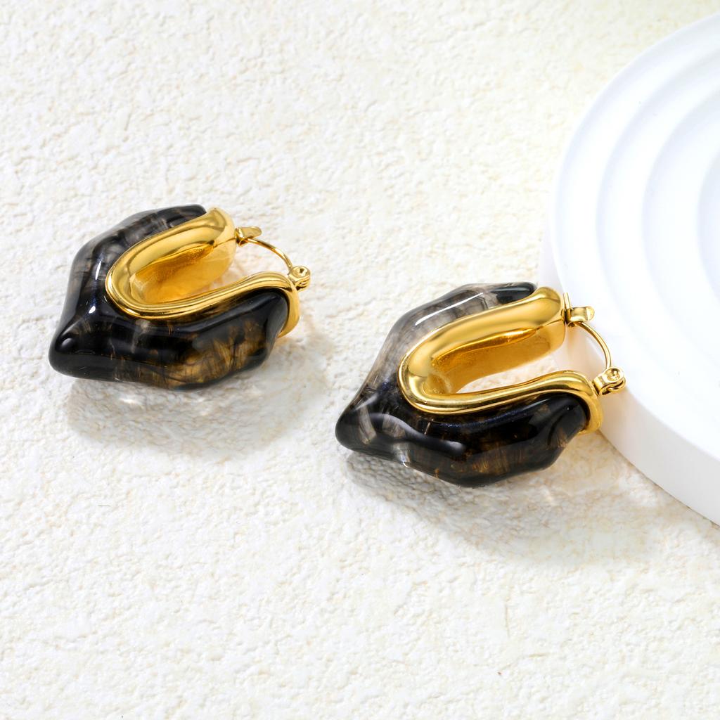 Vintage French Irregular U-Shaped Resin Ear Cuff White Versatile Minimalist Earrings