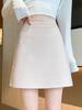 Women's High Waist A-line Short Skirt: Autumn/Winter Velvet, Warm, Anti-Exposure, Slimming Fit