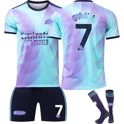 Teens Kids Adults Football Kits Sport Training Jersey Set with Socks 24/25 Arsenal 2nd Away #7 Bukayo Saka