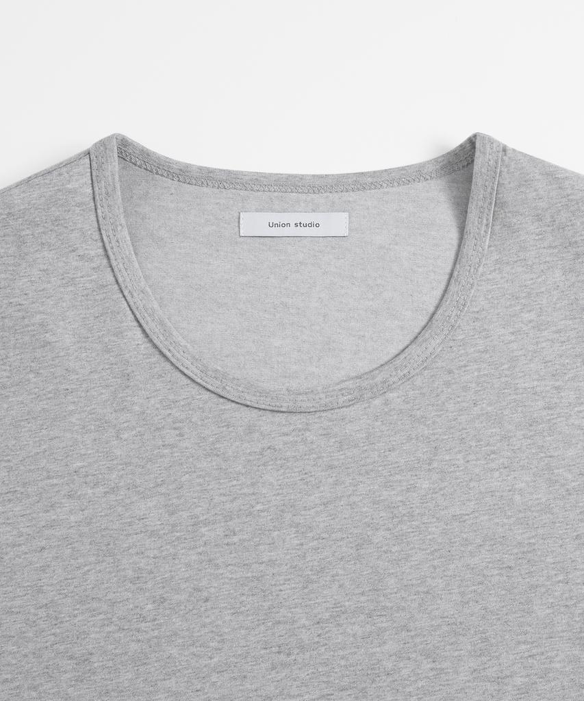 UNIONSTUDIO ( 2 Pack ) Logo U-Neck Crop Short Sleeve T-Shirt ( 3 Colors )
