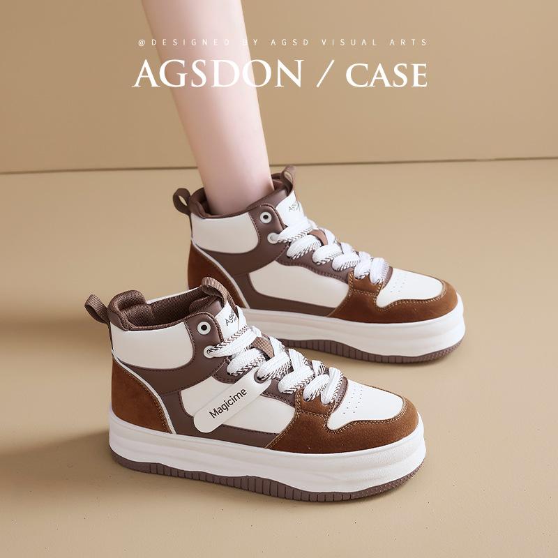 Augustus High-top Board Shoes Women's 2025 New Autumn and Winter Black and White Panda Shoes Platform Casual Sports Women's Shoes