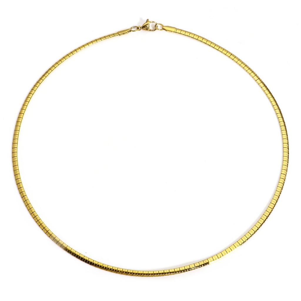 1 Piece 304 Stainless Steel Chain Collar Neck Ring Necklace For Women Men Golden/Silvery Punk Jewelry 45cm(17 6/8") Long