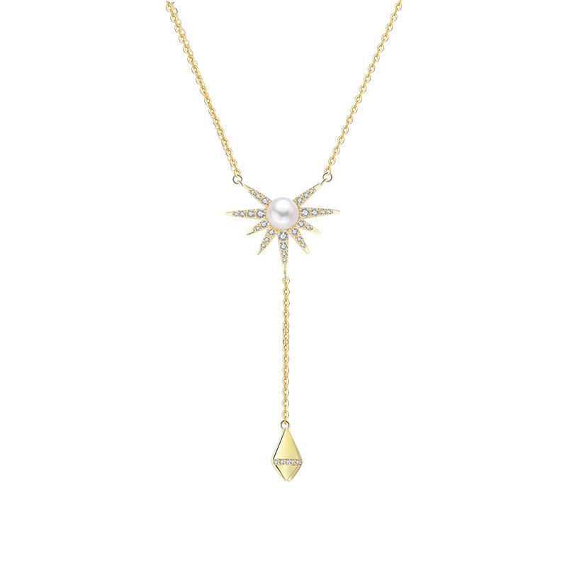 Elegant S925 Sterling Silver Necklace for Women with Tassel Freshwater Pearl Pendant and French Retro Clavicle Chain 925 Sterling Silver