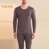 2 szt./zestaw Zimowa męska bielizna termiczna okrągły dekolt długi rękaw ciepły gruby wysoka elastyczność dopasowany krój otwarty krok męski zestaw piżamowy sportowy dres