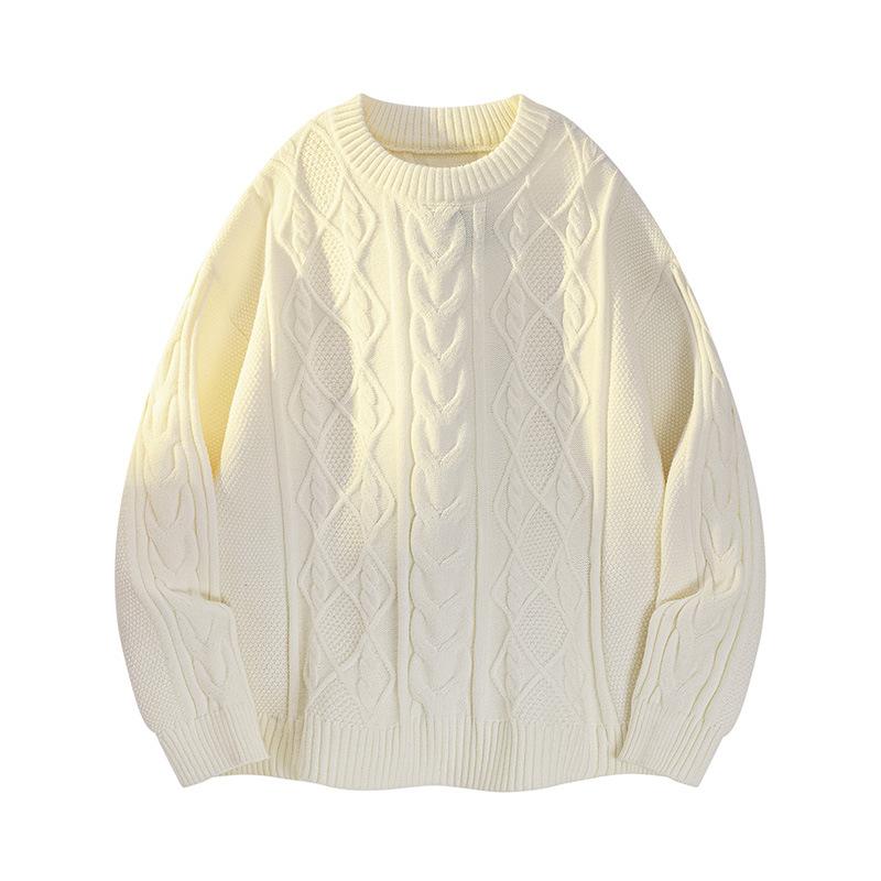 Pullovers Long Sleeves Sweaters Unisex Pure Colour Jumper Autumn Winter Tide Diamond Lattice Twisted Flower Loose Couples Bottoming Knit Sweater