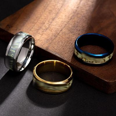 Europese & Amerikaanse Minimalistische Roestvrijstalen Lichtgevende Ring: Halloween, Pasen & Kerst Sieraden