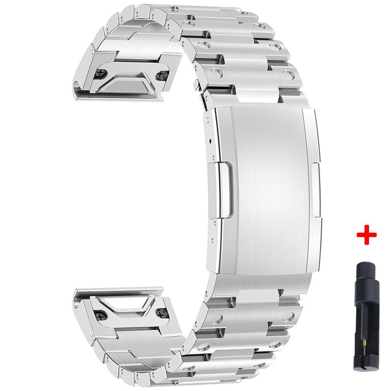 22mm 26mm Stainless Steel Metal Watch Band Quick Fit for Garmin Fenix 6 6X 7X 7 Solar/ 6 Pro / 5 Plus/ Instinct/epix Gen 2 Strap