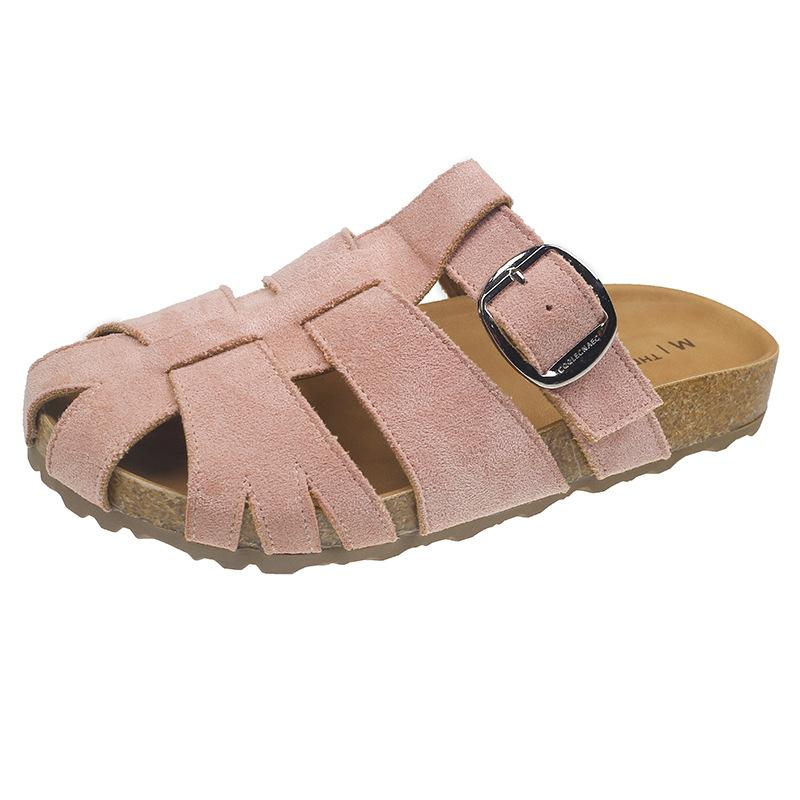 

Fashion Designer New Style Mules Slippers 2025 Summer Solid Comfy Women Sandals Bao Tou Outside Beach Slip On Simple Women Slippers 35 розовый