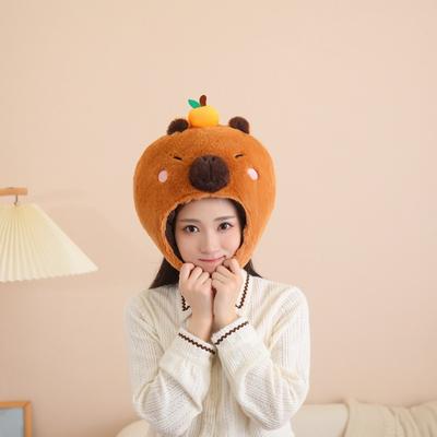 Cotton-filled Capybara Headgear with Oranges, Hat, Photo Props, Cartoon Headgear, Performance Props