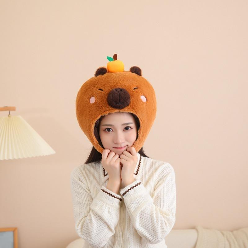 Cotton-filled Capybara Headgear with Oranges, Hat, Photo Props, Cartoon Headgear, Performance Props