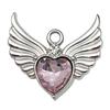 K Alloy Plated Heart Wing Rhinestone Charm Pendant for DIY Bracelet Jewelry