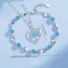 2pcs/set Ocean Heart Bracelet Necklace Jewelry Set