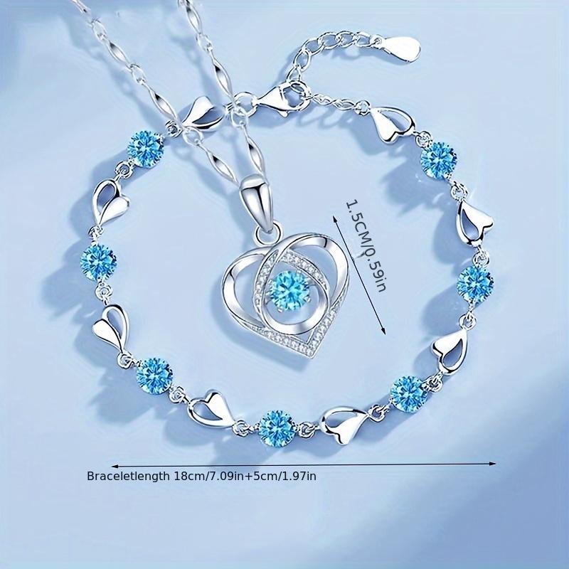 2pcs/set Ocean Heart Bracelet Necklace Jewelry Set
