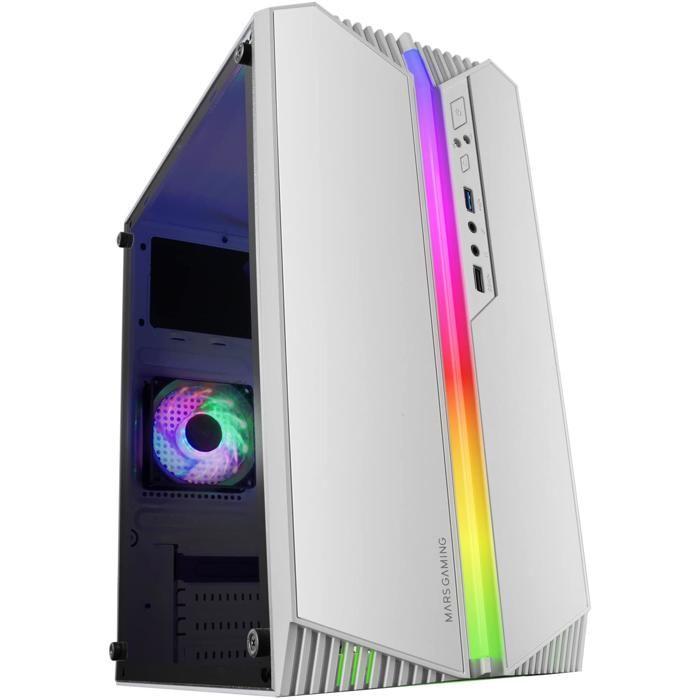 Boîtier ATX - Mars Gaming - MC-S1 - Blanc - Mini-Tour - ARGB - Micro-ATX/Mini-ITX