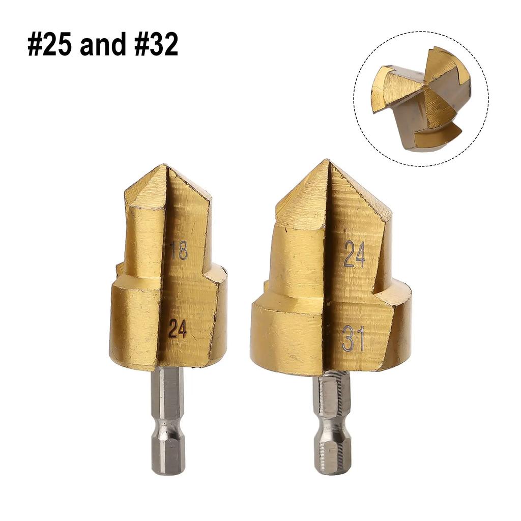 PPR Water Pipe Fitting Reamer Drill Bit 3 Flute Hex Shank Drill Bits Water Pipe Expansion Drill Punch Plumber HSS #20 #25 #32