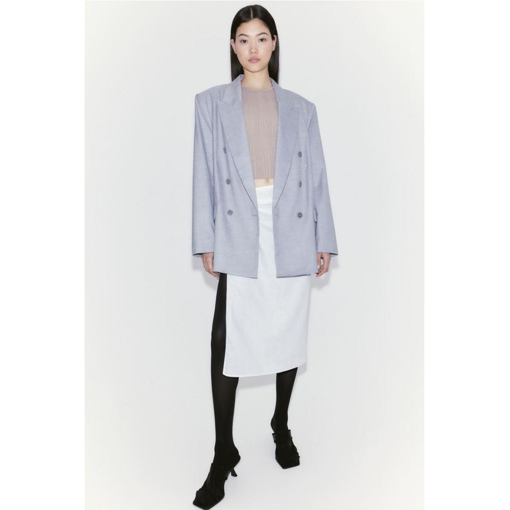 

Вязаный топ без рукавов в рубчик HM Светло-серый