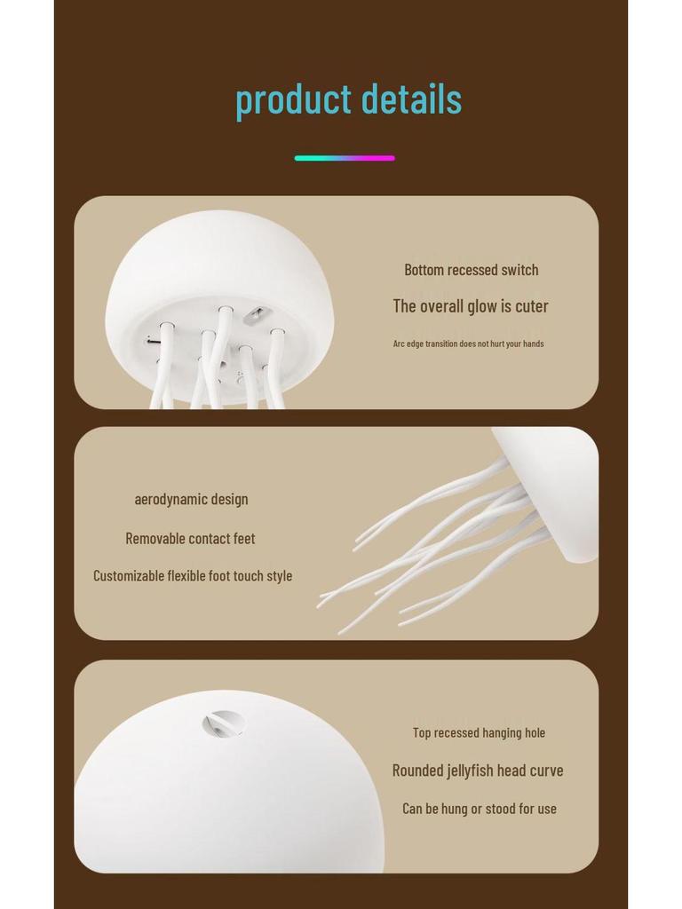Sound-Controlled Gradient Jellyfish Night Lamp: Seven-Color Changing Bedside Pendant Light with Creative Induction Atmosphere