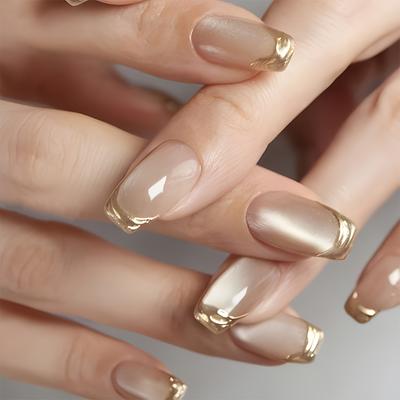 Glossy Press On Nails Short-T Fake Nailswith Glitter Accents, Easy Apply False Nails for Daily Wear & Special Occasions, Nails Accessories