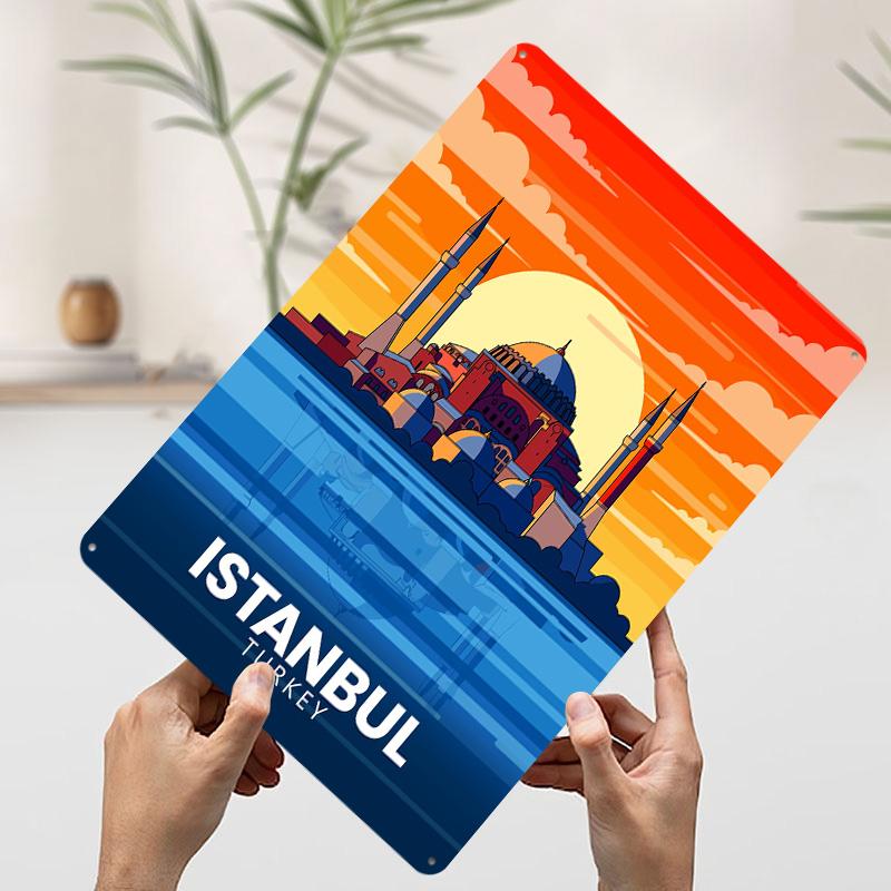 

Istanbul Turkey Travel Tinplate Poster Customized Wall Art Vintage Retro Metal Signs for Home Decor Decoration Garage Man Cave 7.9x11.8In(20x30cm)