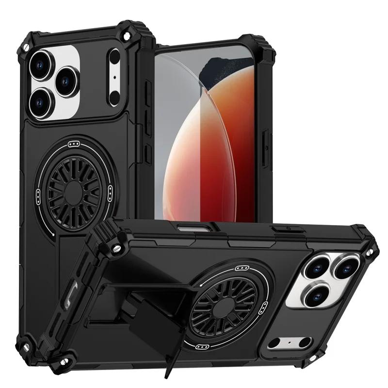 

Luxury Heavy Duty Armor Case for IPhone 17 16 16e 15 14 13 12 Pro Max Magnetic Wireless Charg Anti-Drop Bracket Protector Cover iPhone 15 Pro