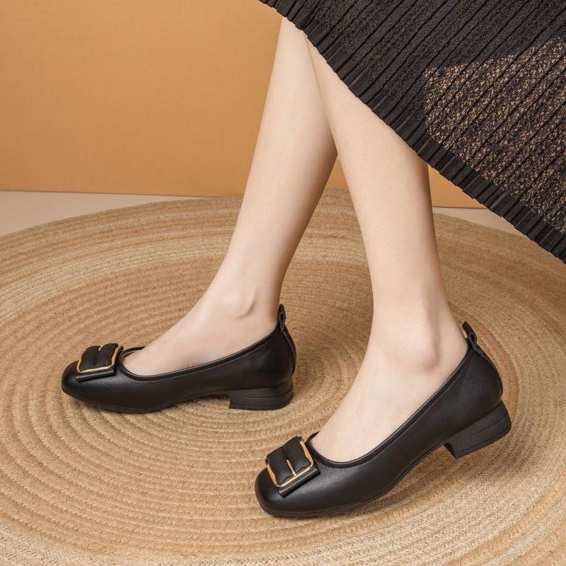 Doudou Shoes Women's New Spring and Summer Shoes Medium and Old with Skirts, Soft Soles and One Pedal, Shallow Single Shoes