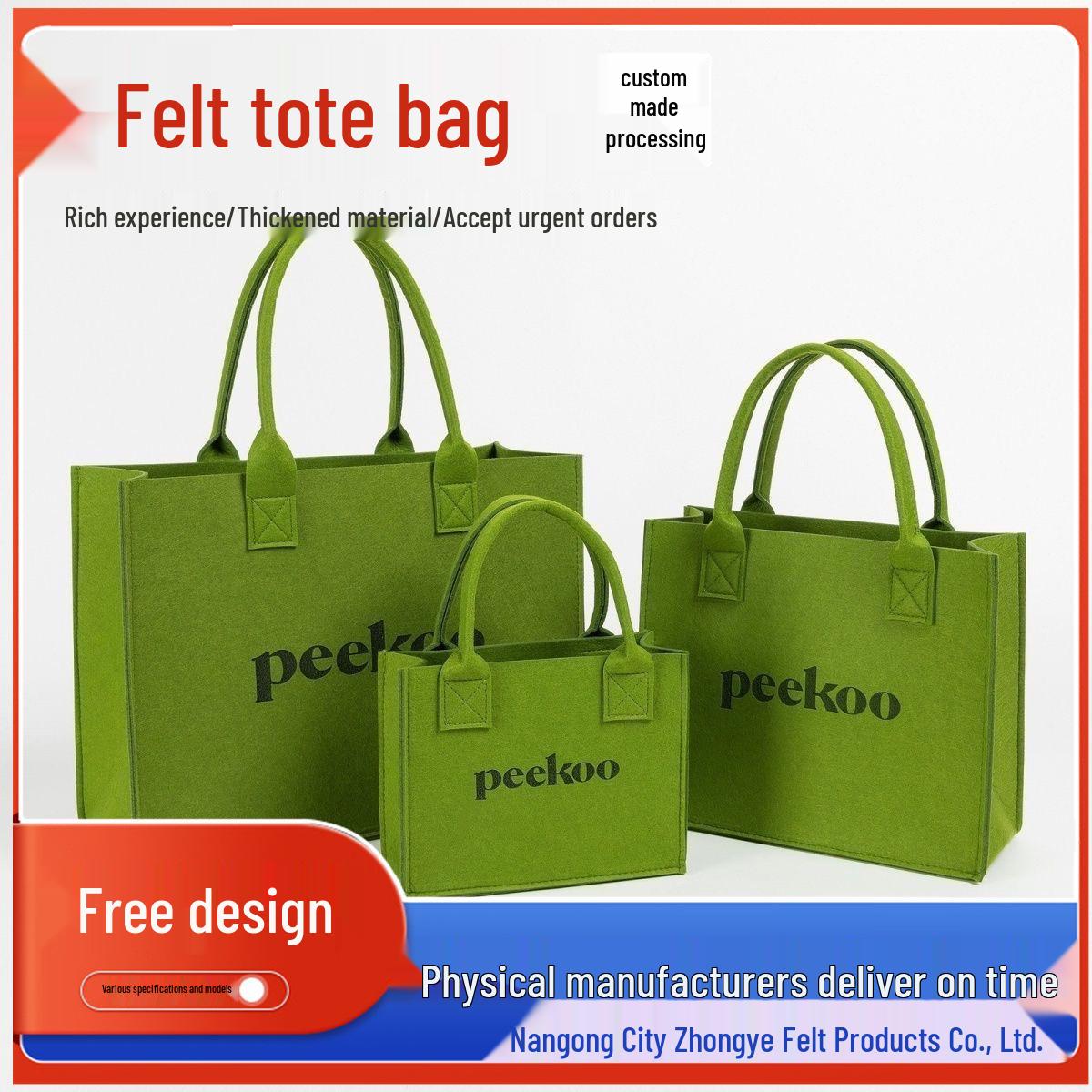 

Модная фетровая сумка-тоут: Портативная ручная сумка-мессенджер и модная одноплечевая сумка большой вместимости 20*15*8; Gray