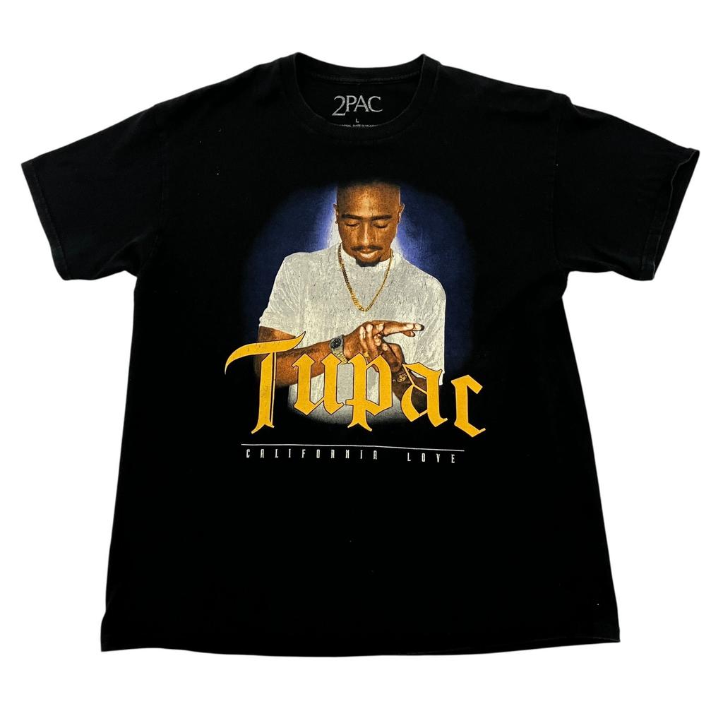 Tupac T-Shirt Schwarz Herren Groß California Love Grafik Rap Hip Hop Westküste