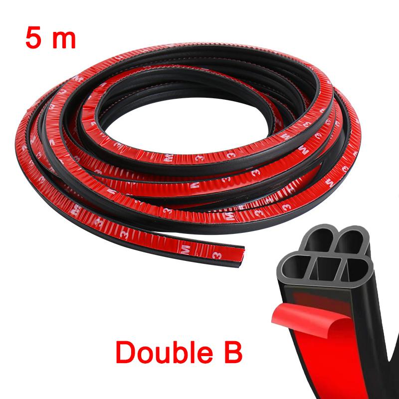 

5 метров Автомобильная звукоизоляционная уплотнительная лента Двухслойная Автомобильная дверь Пыленепроницаемая Звукоизоляционная уплотнительная лента Сильная клейкая резиновая уплотнительная лента