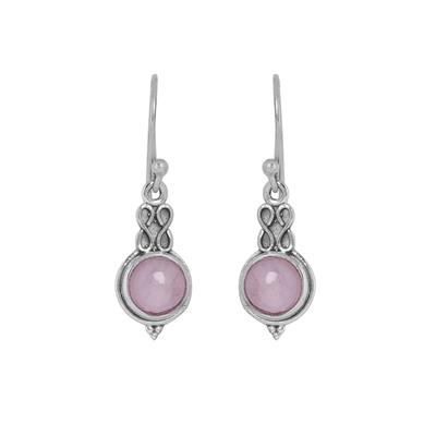 Rosenquarz Silberohrring, Damen Silberschmuck, 925 Sterlingsilber Handgefertigter Schmuck, Geschenk für Sie, Silber Hängeohrring