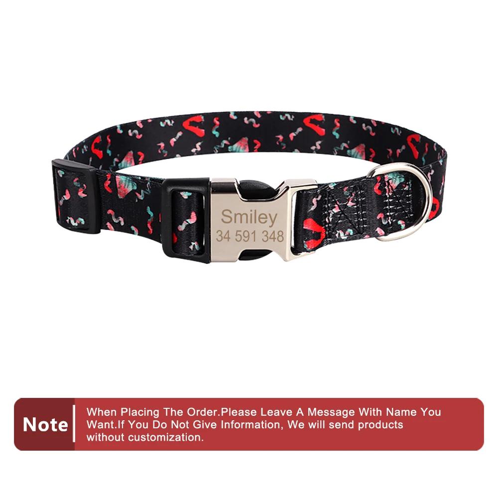 Classic Custom Dog Collar Metal Buckle Dogs Nameplate Collar Free Engrave Personalized Pet Collars Adjustable for Small Medium Large Dog