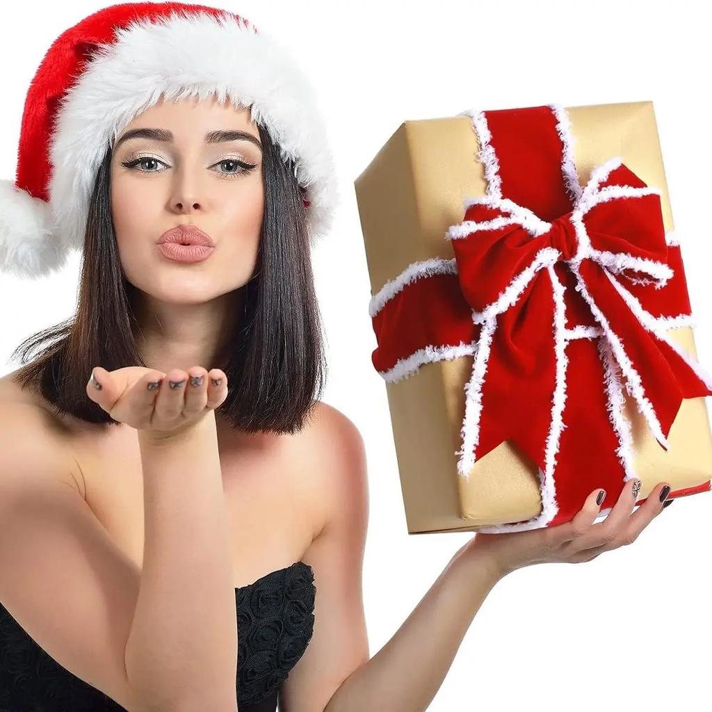 6.3cm Wide Christmas White Fringed Velvet Ribbon Snowflake Plush Ribbon Christmas Gift Decoration Ribbon Gift Zip Ties