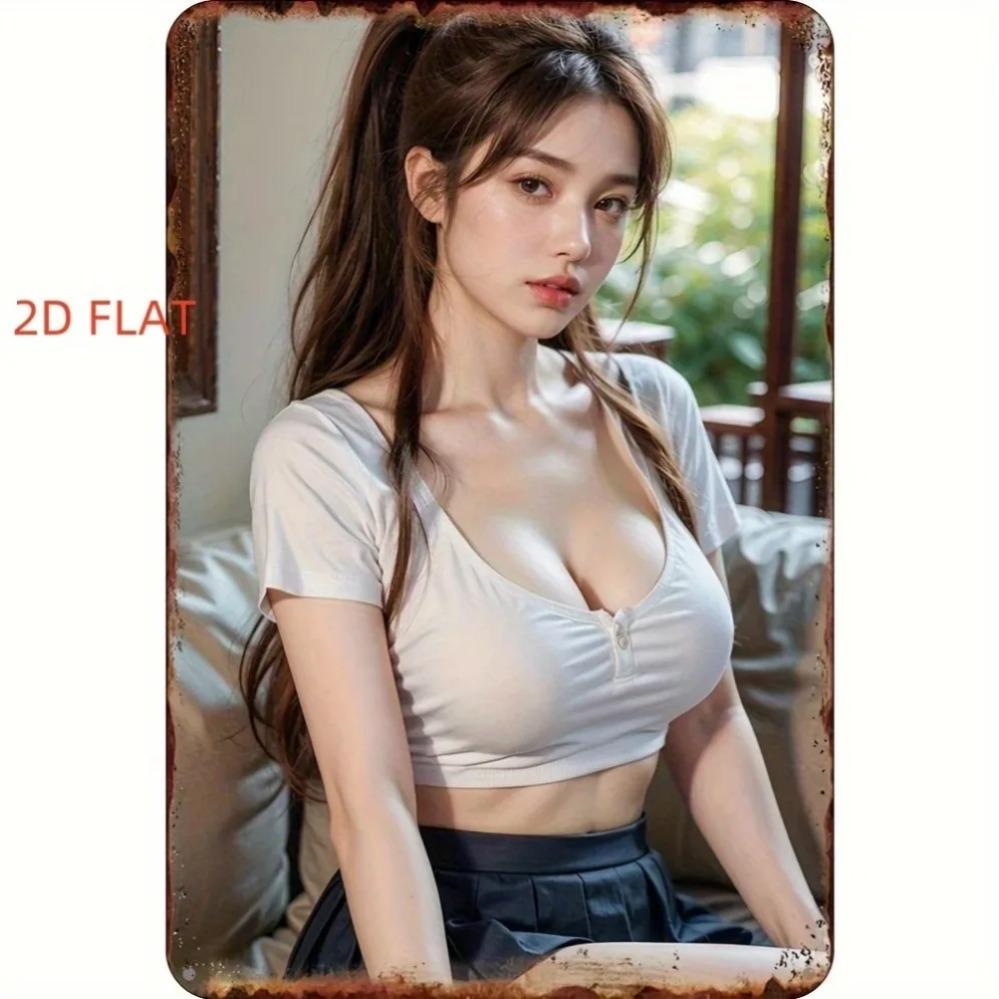 

Metal Wall Decor Vintage 8x12 Inch Beautiful Girl Retro Art Home Garden Rustic Indoor Outdoor 20x30 білий