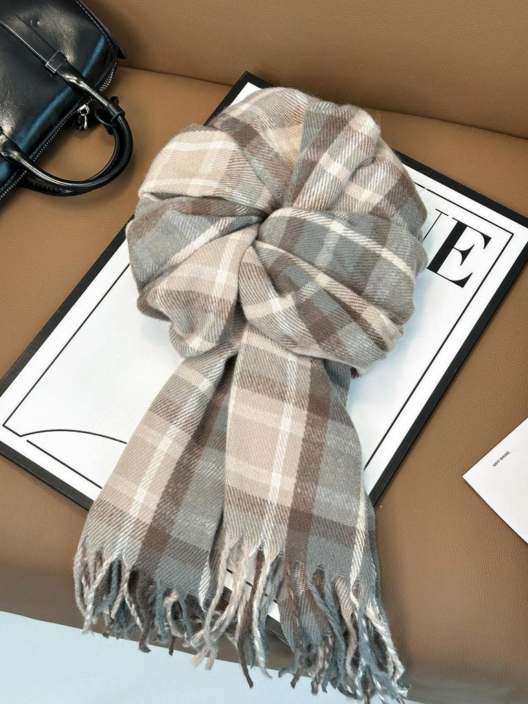 Women's Korean Style Plaid Scarf 2025 - High-End, Versatile Shawl & Neck Warmer for Winter