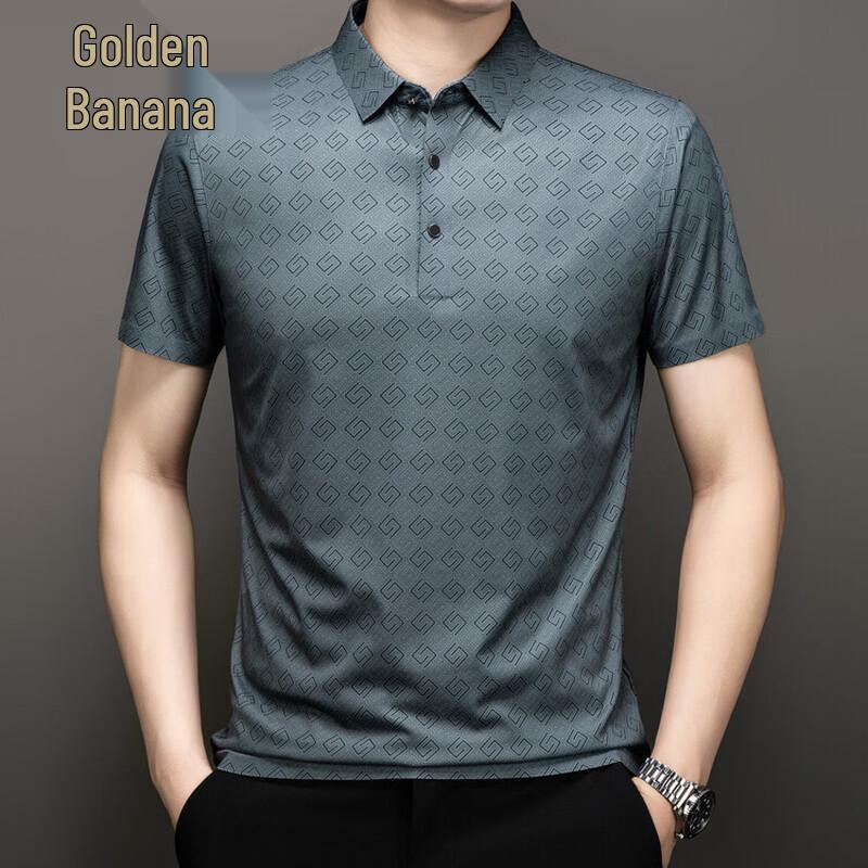 Men s Silk Blend Wrinkle-Resistant Short Sleeve Polo Shirt 4XL