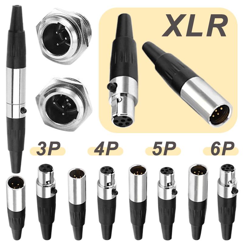 3/4/5/6Pins Plug Small XLR Female Male Socket Mini XLR Connector for Audio MIC Cable Soldering