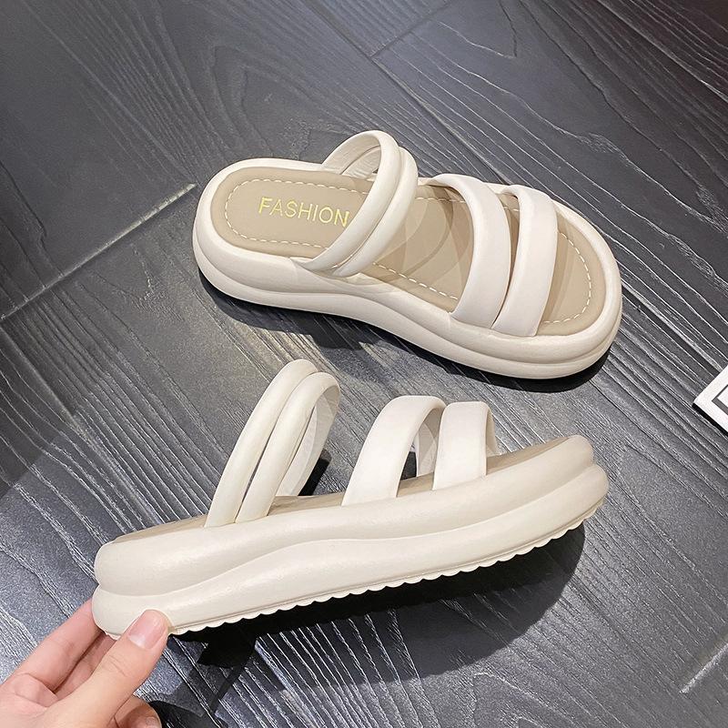 Thick-soled Slippers Women's Summer Outer Wear 2025 New Fashionable and Simple One-word Drag Fairy Style with Skirt Two Wear Cool Slippers