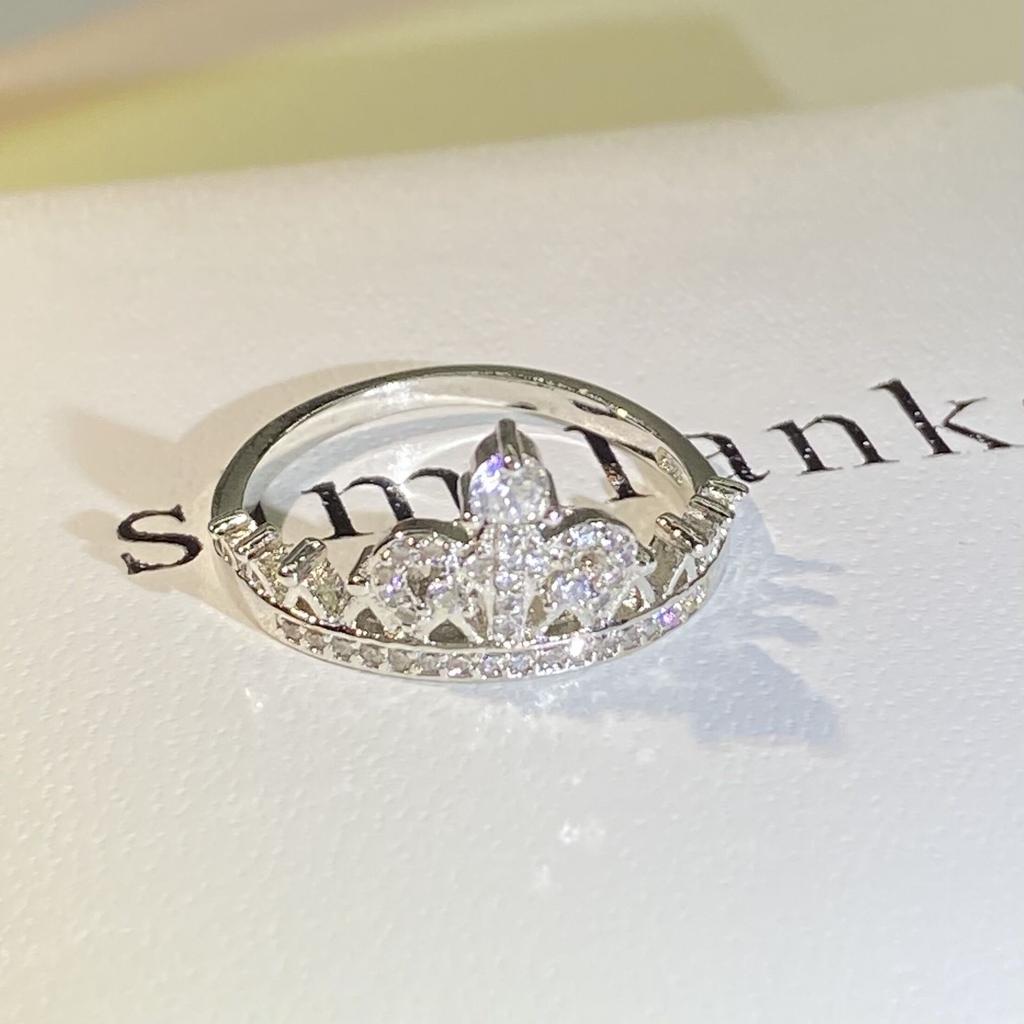 Bling Bling Romantic Princess Crown Zirconia White Gold Ring Female Wedding Engagement Fashion Jewelry Party Gift