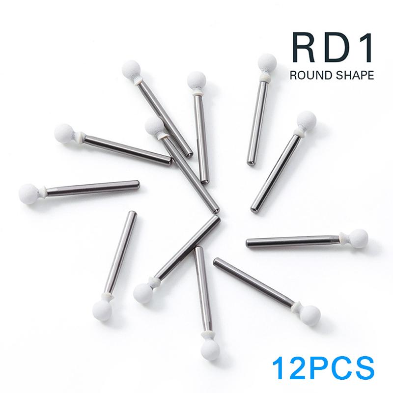

12Pcs/Box Dental White Polishing Stone High Speed Dentistry Tools Flame Cone Round Shape Handpiece Burs Fg